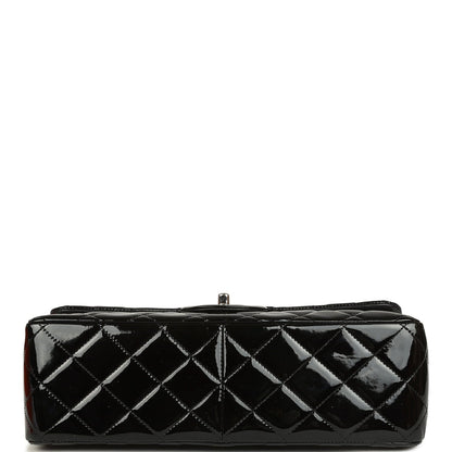 Pre-owned Chanel Jumbo Classic Double Flap Bag Black Patent Silver Hardware