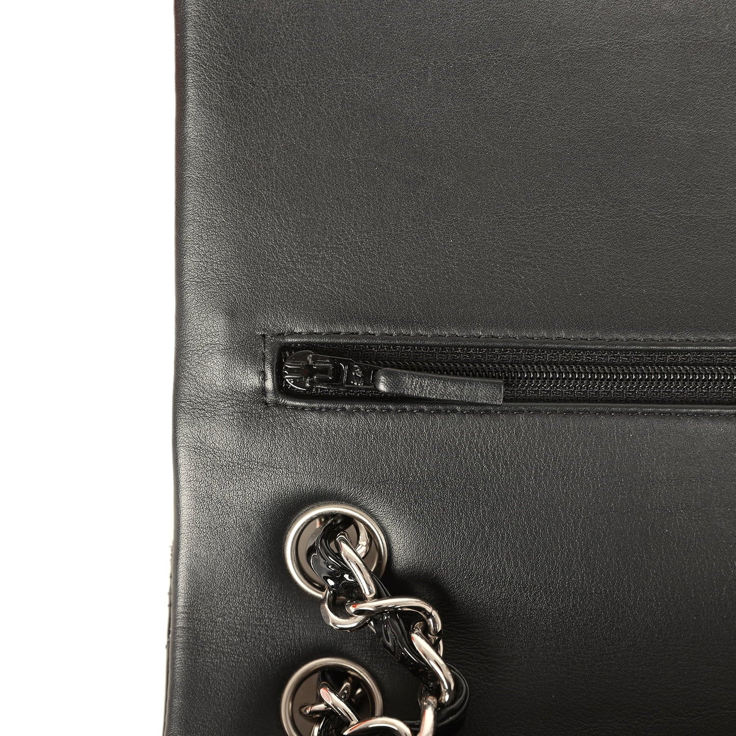 Pre-owned Chanel Jumbo Classic Double Flap Bag Black Patent Silver Hardware