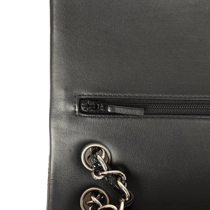 Pre-owned Chanel Jumbo Classic Double Flap Bag Black Patent Silver Hardware