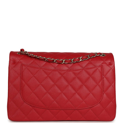 Chanel Jumbo Classic Double Flap Bag Red Shiny Caviar Gold Hardware