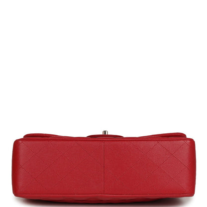 Chanel Jumbo Classic Double Flap Bag Red Shiny Caviar Gold Hardware