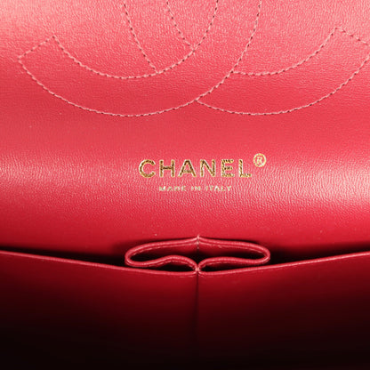 Pre-owned Chanel Jumbo Classic Double Flap Bag Burgundy Lambskin Light Gold Hardware
