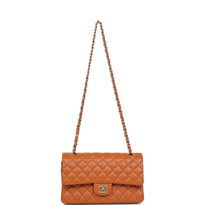 Chanel Medium Classic Double Flap Bag Caramel Shiny Caviar Light Gold Hardware