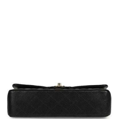 Pre-owned Chanel Medium Classic Double Flap Black Caviar Gold Hardware