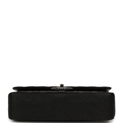 Pre-owned Chanel Medium Classic Double Flap Black Caviar Silver Hardware