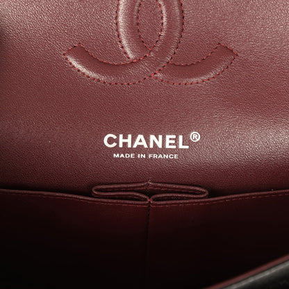 Pre-owned Chanel Medium Classic Double Flap Black Caviar Silver Hardware