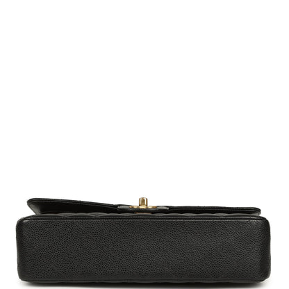 Pre-owned Chanel Medium Classic Double Flap Black Caviar Gold Hardware
