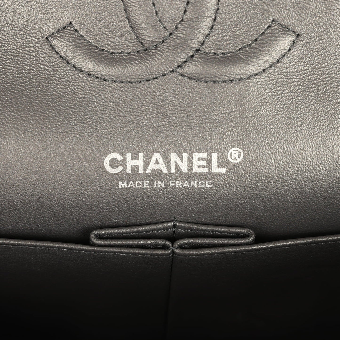 Pre-owned Chanel Medium Classic Double Flap Bag Charcoal Metallic Goatskin Aged Ruthenium Hardware