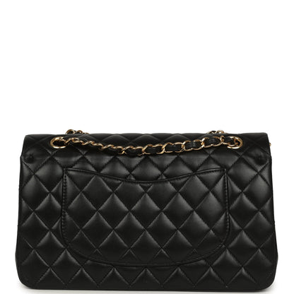 Pre-owned Chanel Medium Classic Double Flap Bag Black Lambskin Gold Hardware