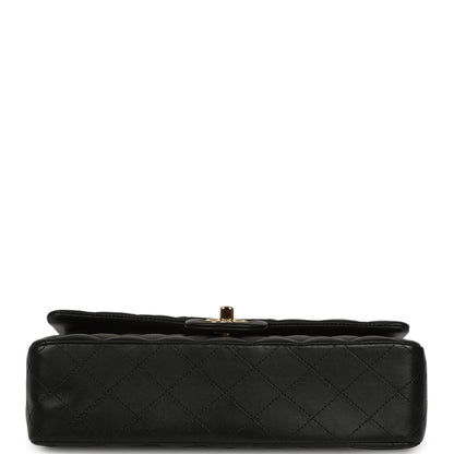 Pre-owned Chanel Medium Classic Double Flap Bag Black Lambskin Gold Hardware
