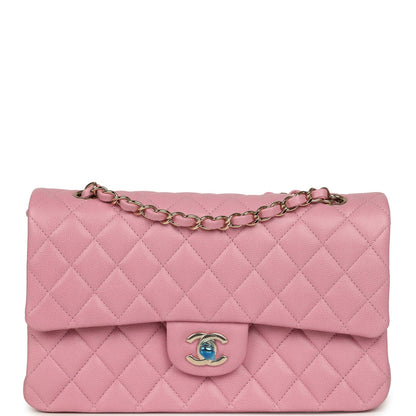 Chanel Medium Classic Double Flap Bag Pink Shiny Caviar Light Gold Hardware