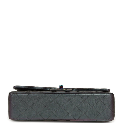 Pre-owned Chanel Medium Classic Double Flap Bag Iridescent Purple Goatskin Rainbow Hardware
