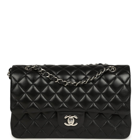 Pre-owned Chanel Medium Classic Double Flap Black Caviar Silver Hardware