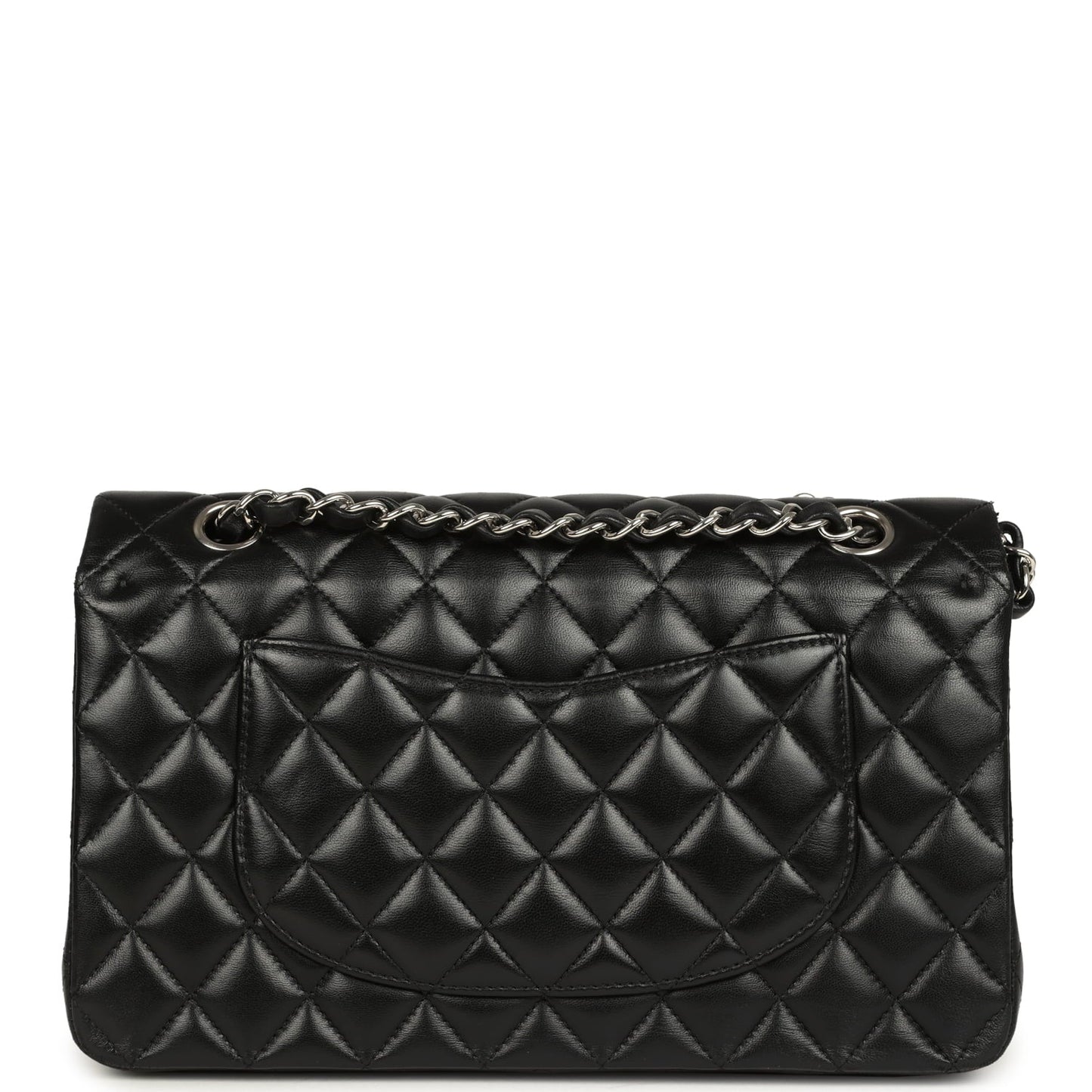 Pre-owned Chanel Medium Classic Double Flap Black Caviar Silver Hardware