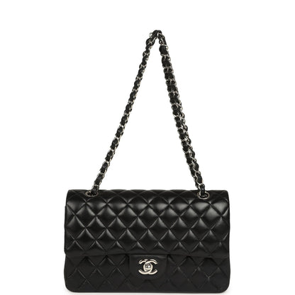 Pre-owned Chanel Medium Classic Double Flap Black Caviar Silver Hardware
