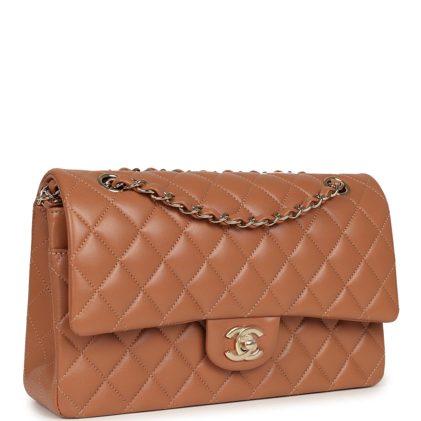 Chanel Medium Classic Double Flap Bag Brown Lambskin Light Gold Hardware