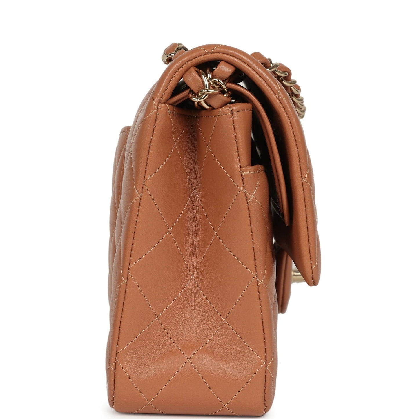 Chanel Medium Classic Double Flap Bag Brown Lambskin Light Gold Hardware