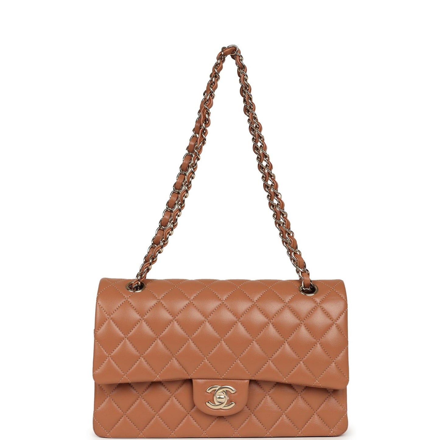 Chanel Medium Classic Double Flap Bag Brown Lambskin Light Gold Hardware