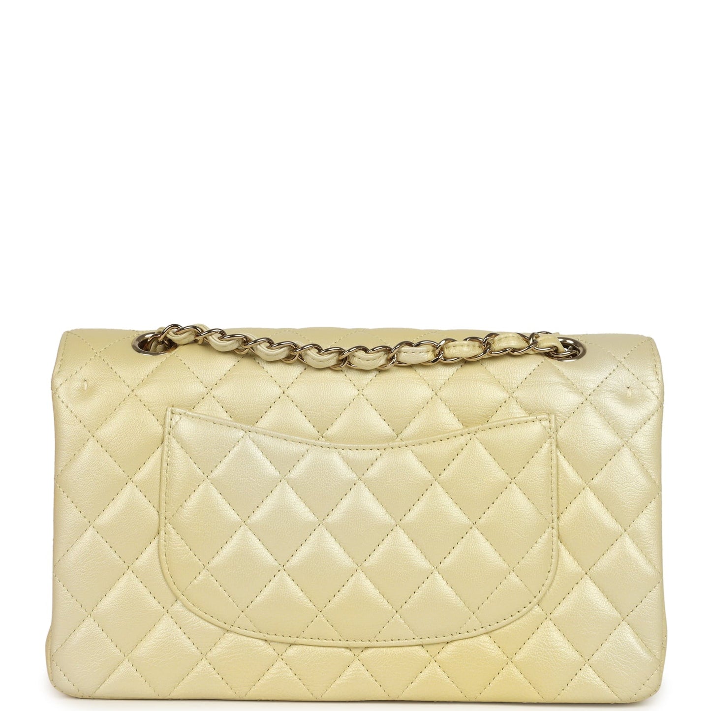 Pre-owned Chanel Medium Classic Double Flap Ombre Yellow Pearly Goatskin Gold Hardware