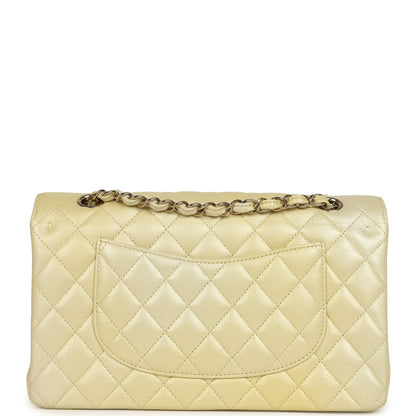 Pre-owned Chanel Medium Classic Double Flap Ombre Yellow Pearly Goatskin Gold Hardware