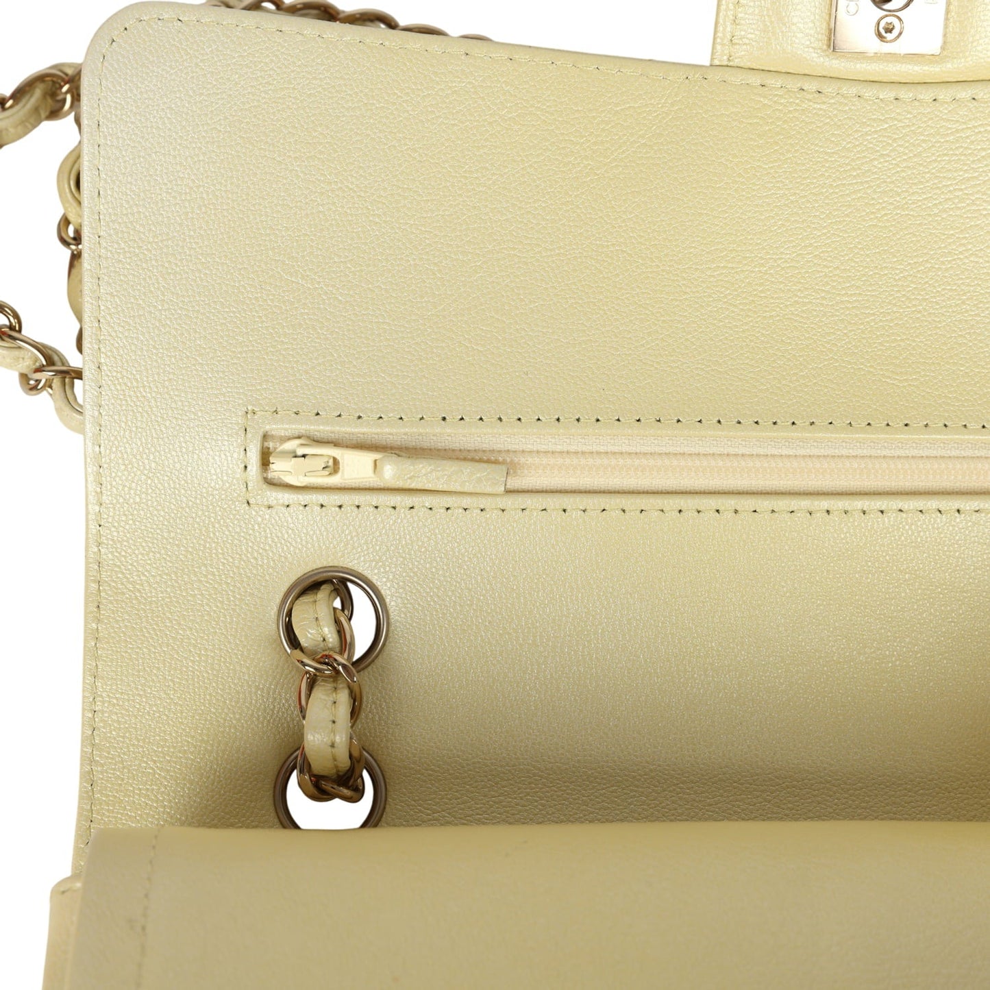 Pre-owned Chanel Medium Classic Double Flap Ombre Yellow Pearly Goatskin Gold Hardware