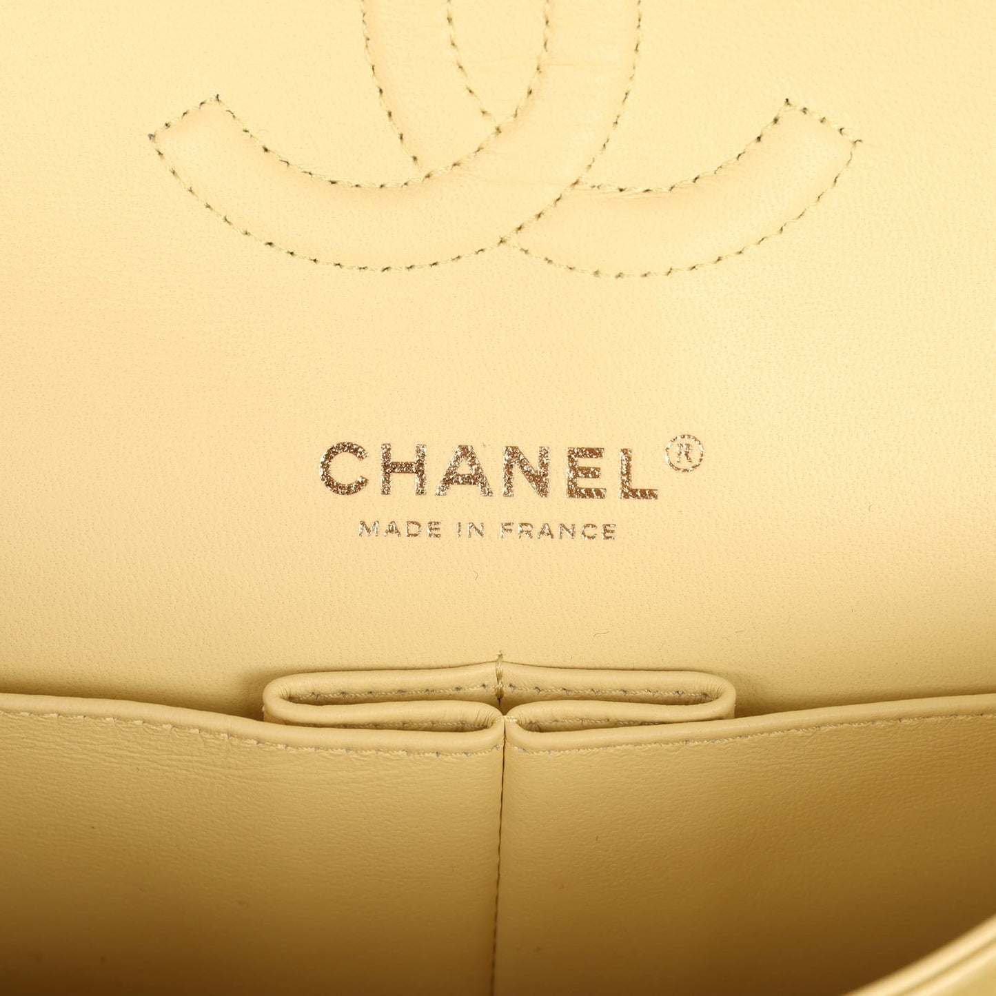 Pre-owned Chanel Medium Classic Double Flap Ombre Yellow Pearly Goatskin Gold Hardware