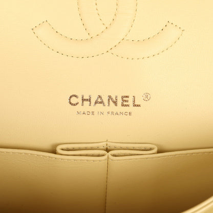 Pre-owned Chanel Medium Classic Double Flap Ombre Yellow Pearly Goatskin Gold Hardware