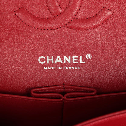 Chanel Medium Classic Double Flap Bag Red Caviar Silver Hardware