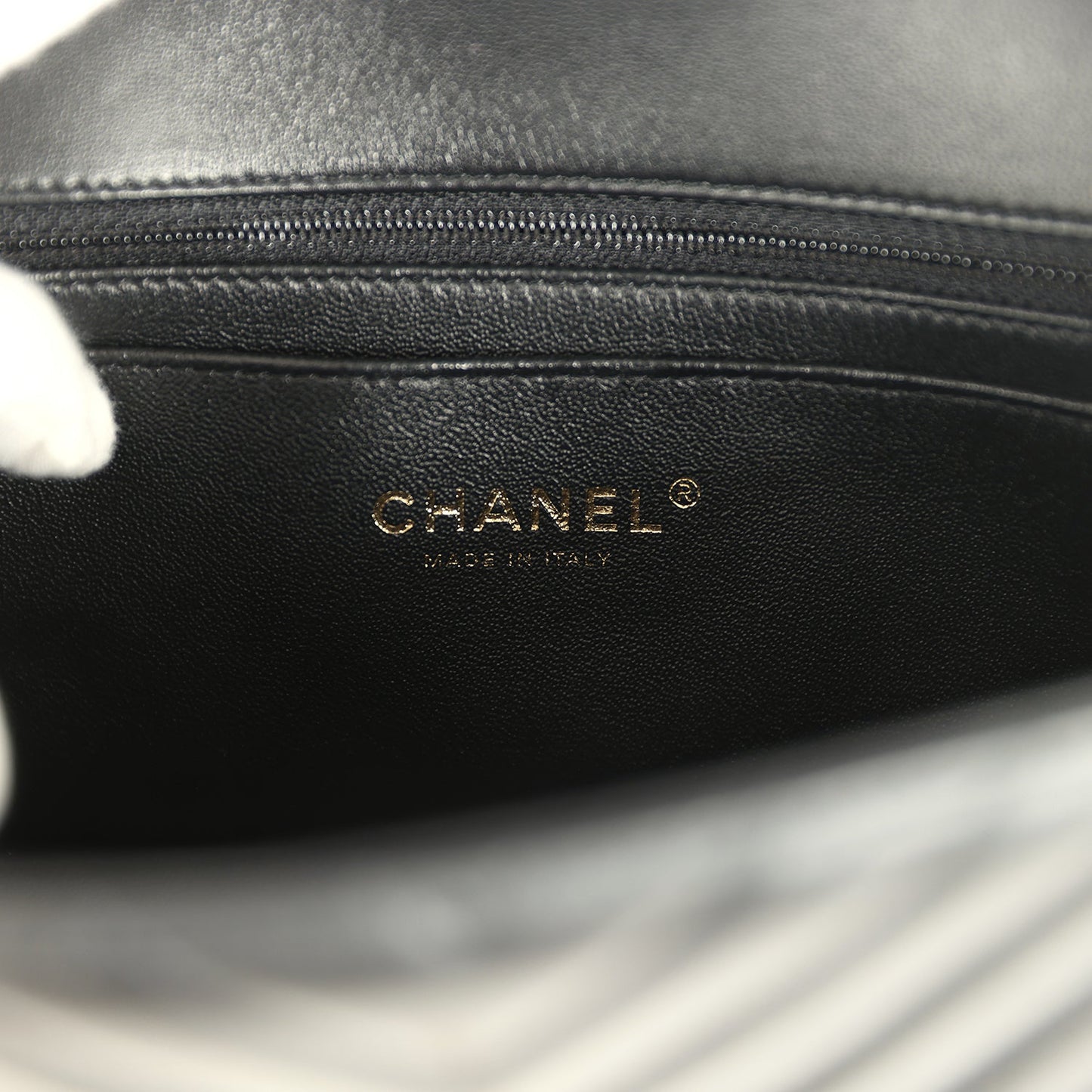Chanel Mini Chevron Classic Rectangular Flap Bag Black Lambskin Light Gold Hardware