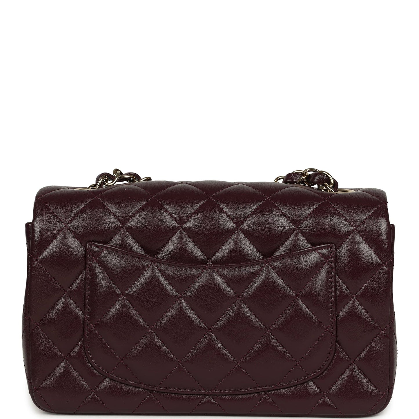 Chanel Mini Classic Rectangular Flap Bag Burgundy Shiny Lambskin Light Gold Hardware