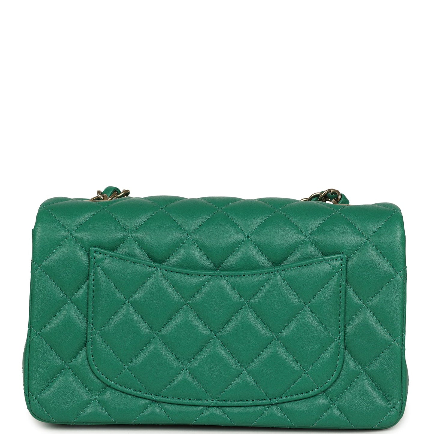 Chanel Mini Classic Rectangular Flap Bag Green Lambskin Light Gold Hardware