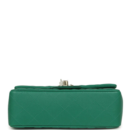 Chanel Mini Classic Rectangular Flap Bag Green Lambskin Light Gold Hardware
