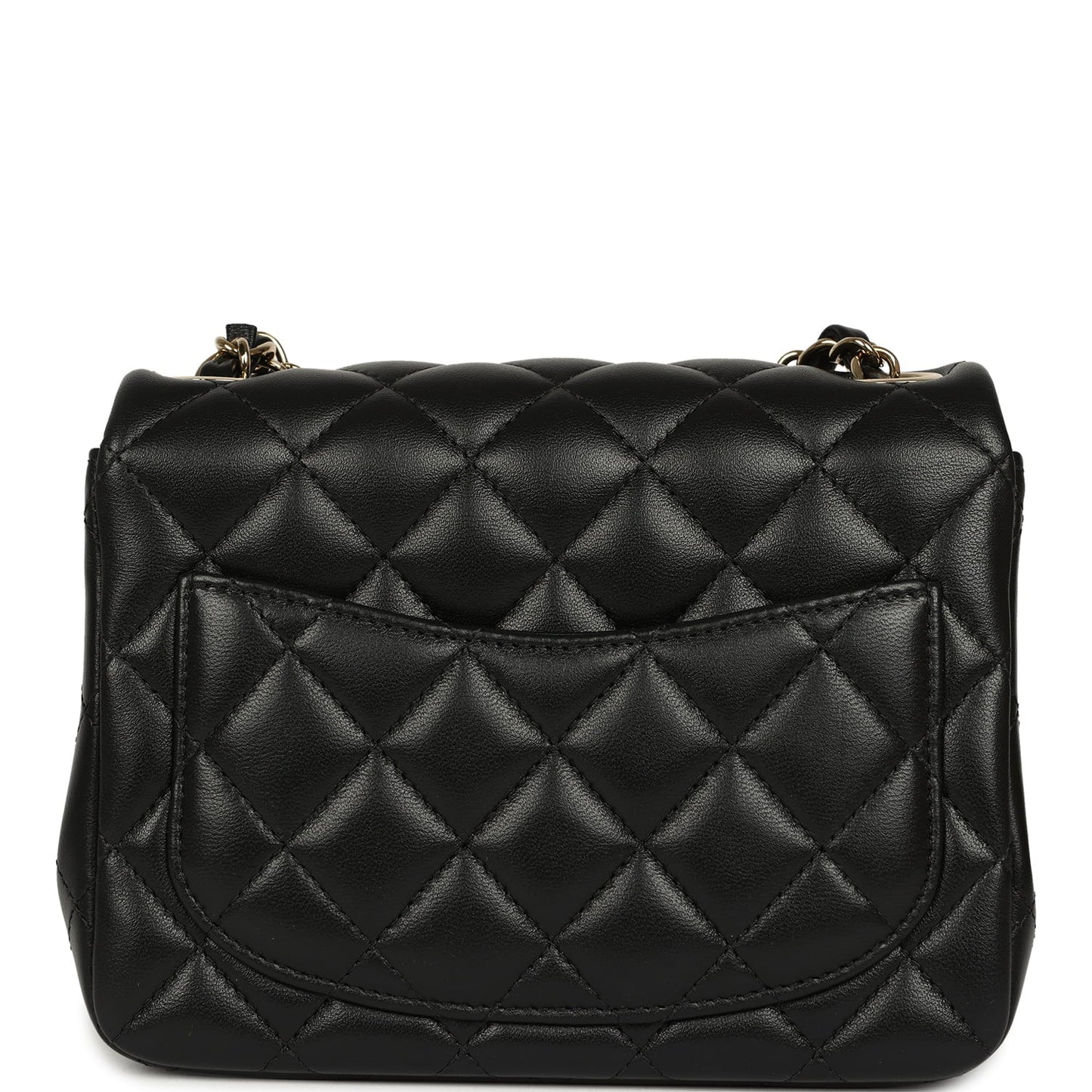 Chanel Mini Classic Square Flap Bag Black Lambskin Light Gold Hardware