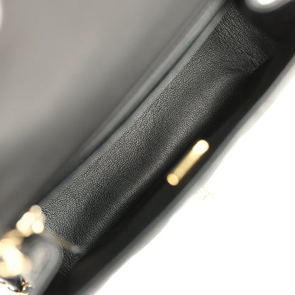 Chanel Mini Classic Square Flap Bag Black Lambskin Light Gold Hardware