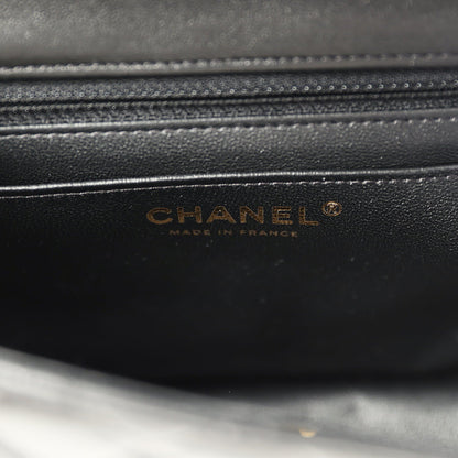 Chanel Mini Classic Square Flap Bag Black Lambskin Light Gold Hardware