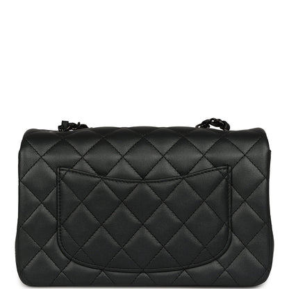 Chanel Mini Classic Rectangular Flap Bag So Black Iridescent Lambskin Black Hardware