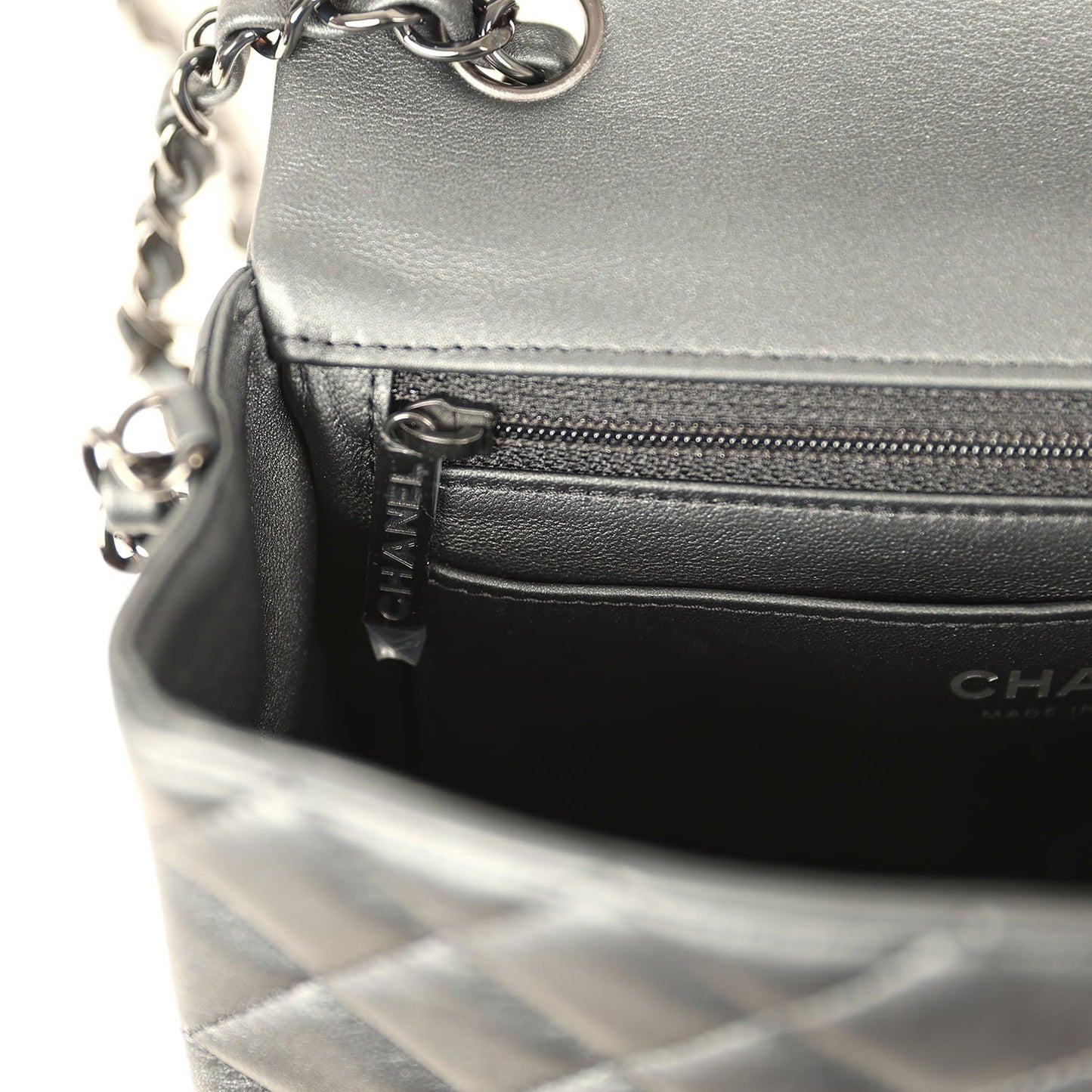 Chanel Mini Classic Rectangular Flap Bag So Black Iridescent Lambskin Black Hardware