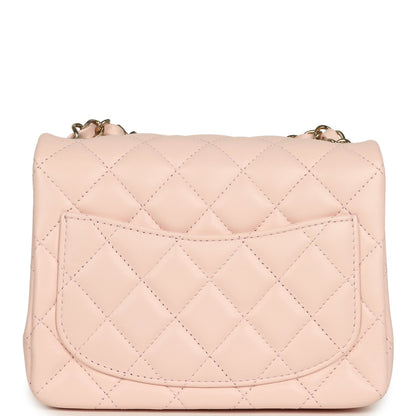 Chanel Mini Classic Square Flap Bag Pink Lambskin Gold Hardware