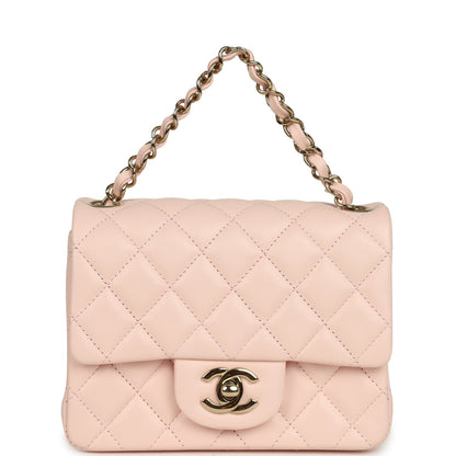 Chanel Mini Classic Square Flap Bag Pink Lambskin Gold Hardware