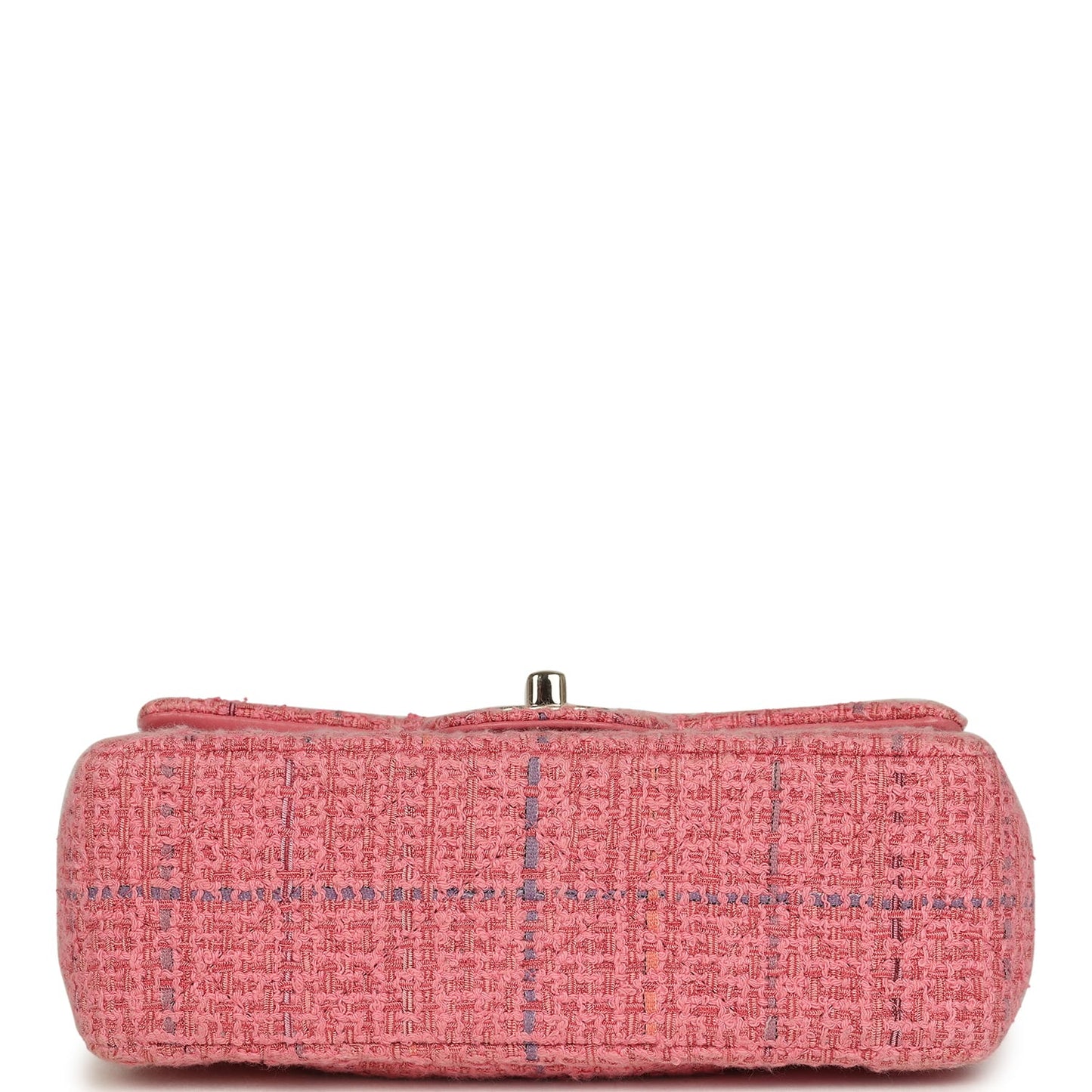 Pre-owned Chanel Mini Classic Rectangular Top Handle Flap Bag Pink Tweed Light Gold Hardware