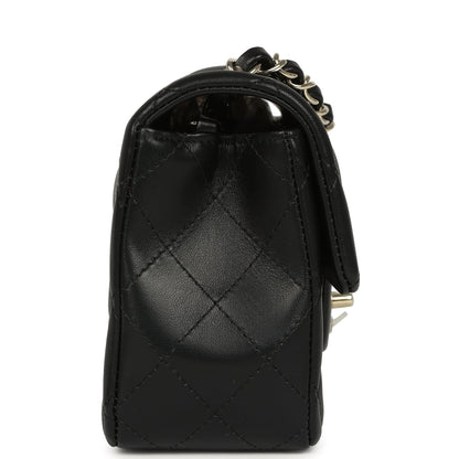 Pre-owned Chanel Mini Classic Rectangular Flap Bag Black Lambskin Light Gold Hardware