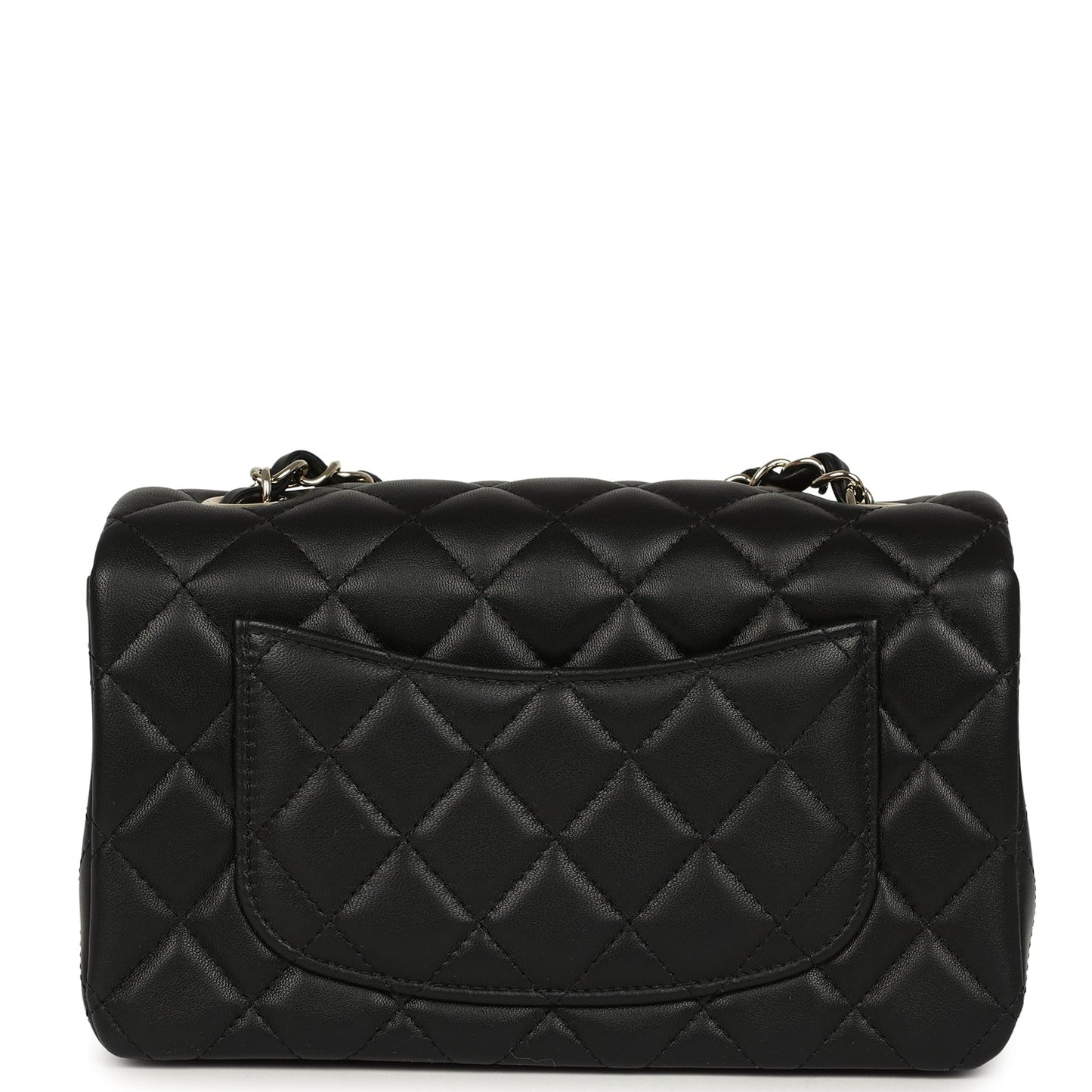 Pre-owned Chanel Mini Classic Rectangular Flap Bag Black Lambskin Light Gold Hardware