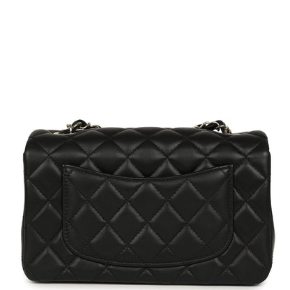 Pre-owned Chanel Mini Classic Rectangular Flap Bag Black Lambskin Light Gold Hardware