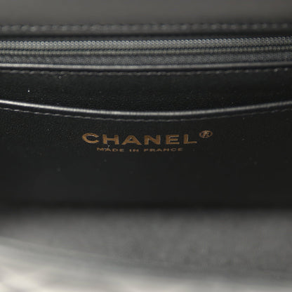 Pre-owned Chanel Mini Classic Rectangular Flap Bag Black Lambskin Light Gold Hardware