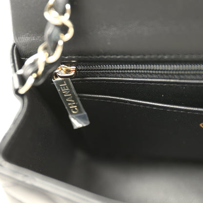 Pre-owned Chanel Mini Classic Rectangular Flap Bag Black Lambskin Light Gold Hardware