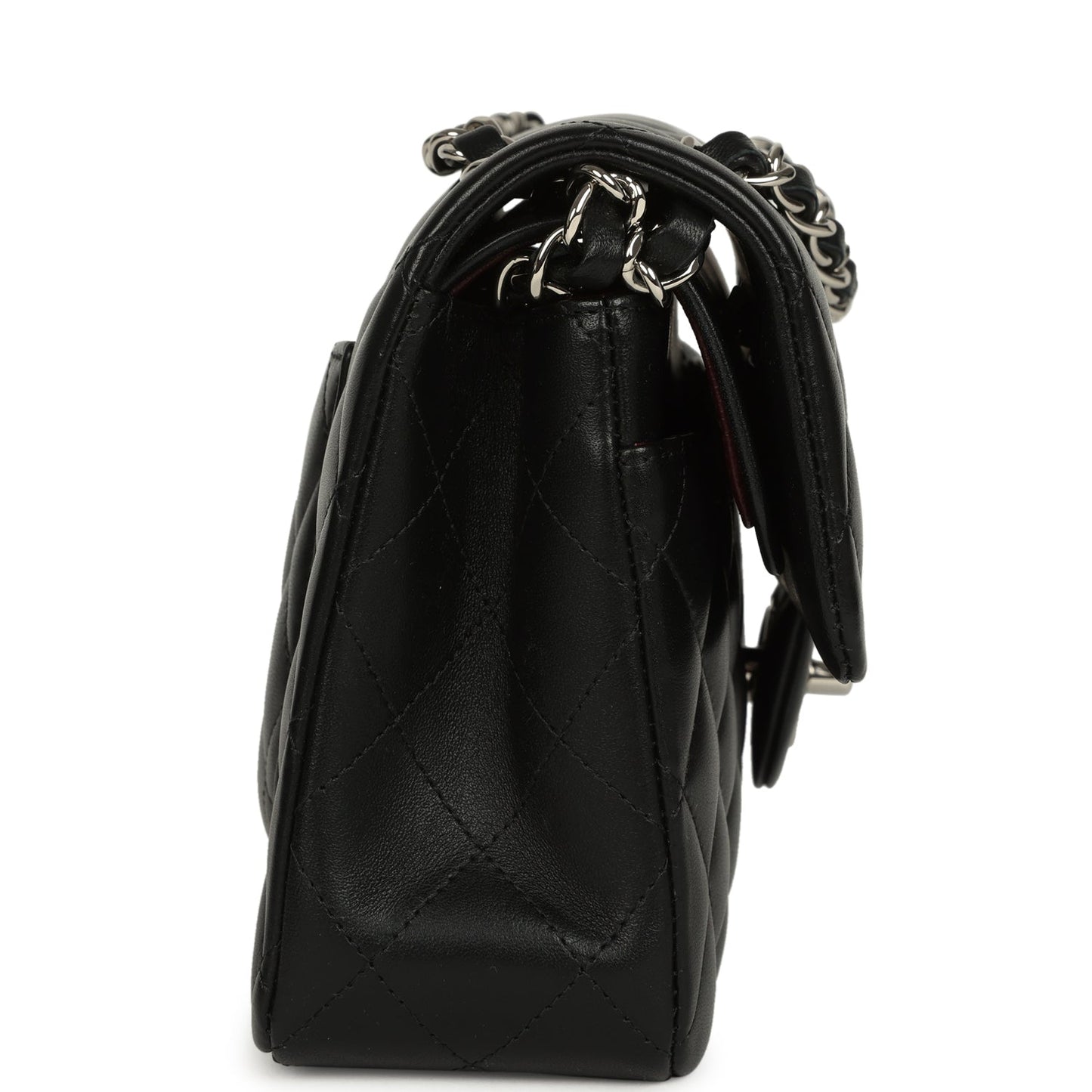 Pre-owned Chanel Small Classic Double Flap Bag Black Lambskin Silver Hardware