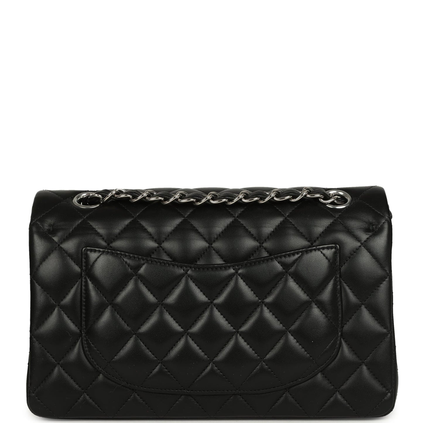 Pre-owned Chanel Small Classic Double Flap Bag Black Lambskin Silver Hardware