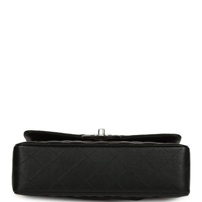 Pre-owned Chanel Small Classic Double Flap Bag Black Lambskin Silver Hardware