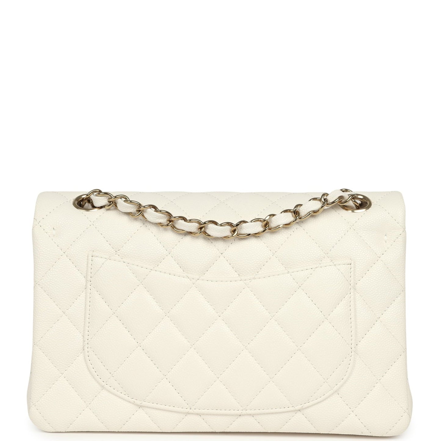 Chanel Small Classic Double Flap Bag Off White Shiny Caviar Light Gold Hardware