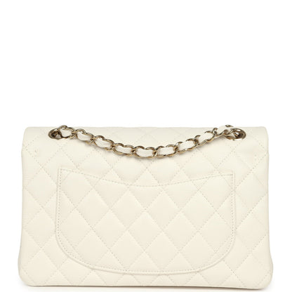 Chanel Small Classic Double Flap Bag Off White Shiny Caviar Light Gold Hardware